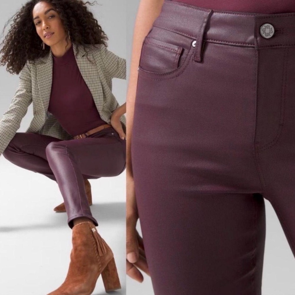 NWT WHBM High-rise Denim Coated Skinny Jeans In Black Cherry Size 2